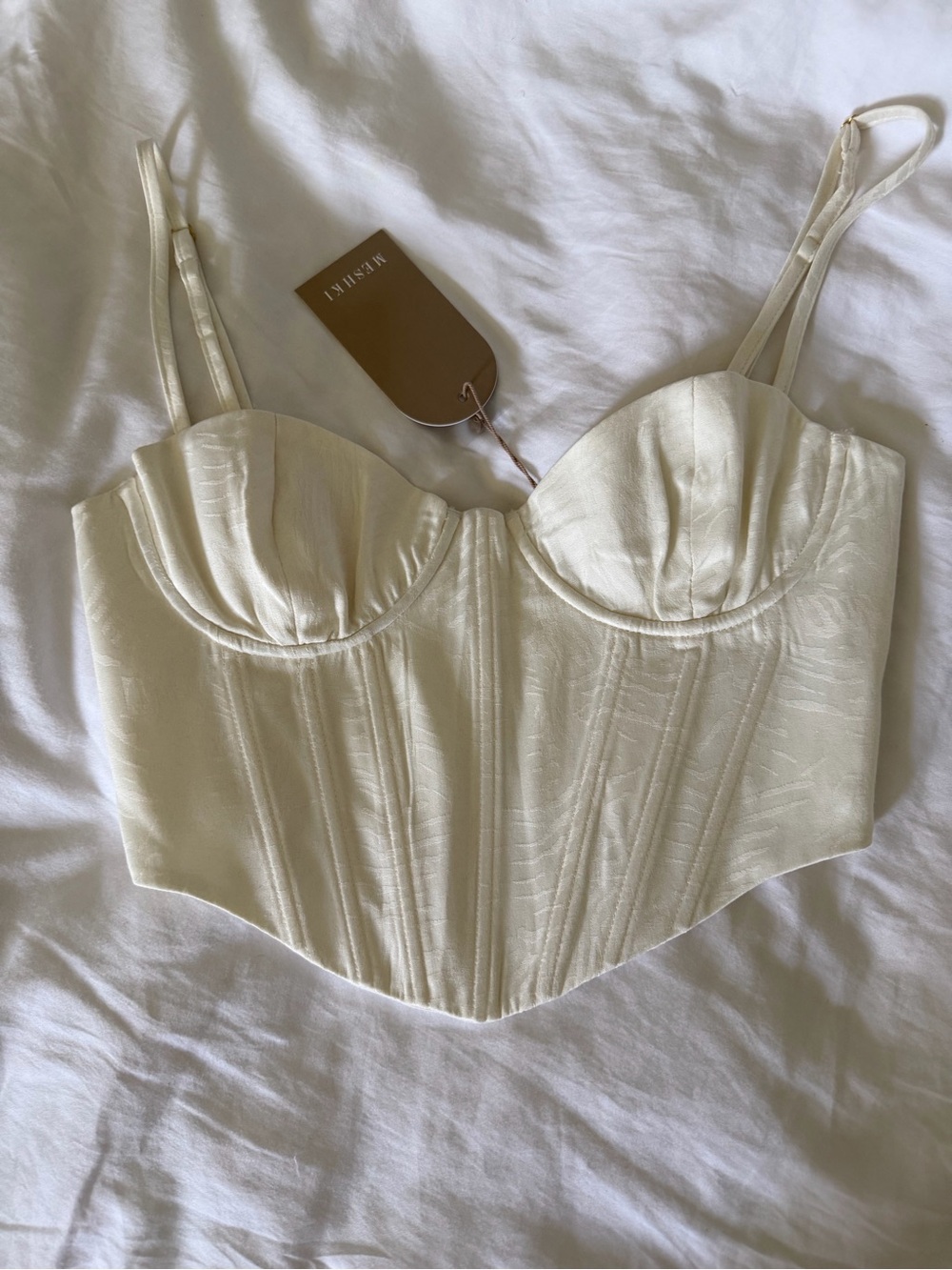 Meshki Ivory Corset Crop Top